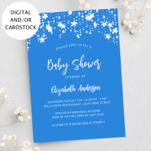 Helderblauw sterren jongen baby shower