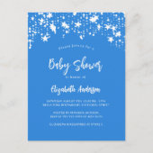 Helderblauw sterren jongen baby shower uitnodiging briefkaart (Voorkant)
