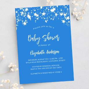 Helderblauw sterren jongen luxe baby shower kaart