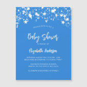 Helderblauw sterren jongen luxe baby shower magnetische uitnodiging (Voorkant)