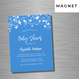 Helderblauw sterren jongen luxe baby shower magnetische uitnodiging