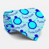 Helderblauw Stropdas met schildpadden (Opgerold)