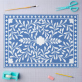 Helderblauw Traditioneel Been Inlegwerk Decoupage Tissuepapier (Craft)