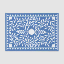 Helderblauw Traditioneel Bot Inleg Decoupage Papie