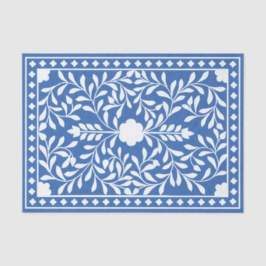Helderblauw Traditioneel Bot Inleg Decoupage Papie Tissuepapier (Voorkant)