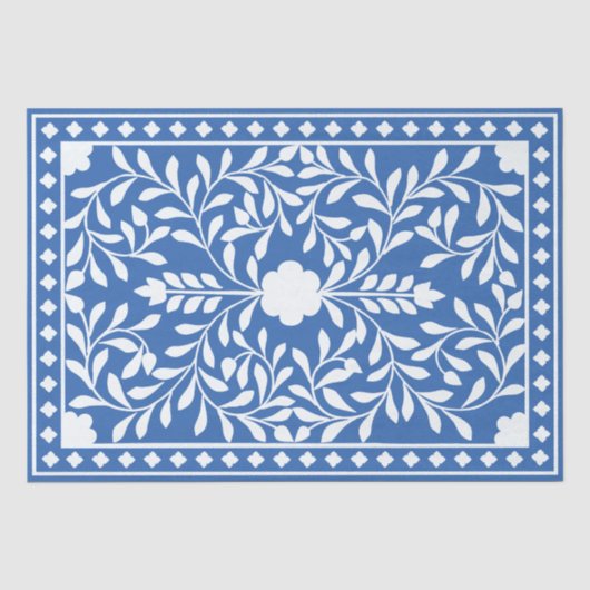 Helderblauw Traditioneel Bot Inleg Decoupage Papie Tissuepapier (Voorkant)
