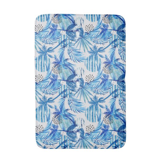 Helderblauw tropisch Waterverf Badmat (Voorkant Verticaal)
