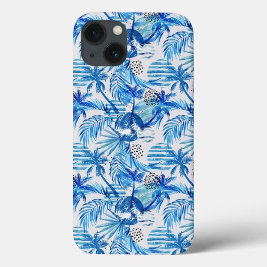 Helderblauw tropisch Waterverf Case-Mate iPhone Case (Achterkant)