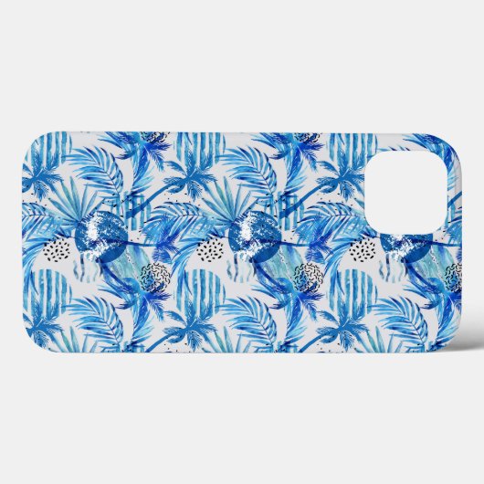 Helderblauw tropisch Waterverf Case-Mate iPhone Case (Achterkant (horizontaal))
