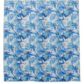 Helderblauw tropisch Waterverf Douchegordijn (Voorkant)