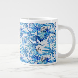 Helderblauw tropisch Waterverf Grote Koffiekop