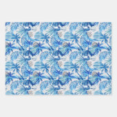 Helderblauw tropisch Waterverf Inpakpapier Vel (Voorkant 2)