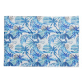 Helderblauw tropisch Waterverf Kussensloop (Achterkant-Links)