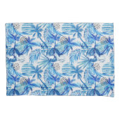 Helderblauw tropisch Waterverf Kussensloop (Voorkant-Links)