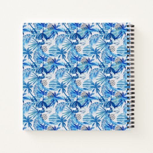 Helderblauw tropisch Waterverf Notitieboek (Achterkant)