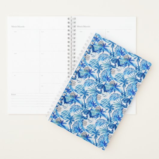 Helderblauw tropisch Waterverf Planner (Display)