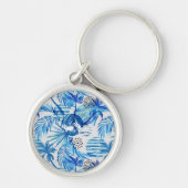 Helderblauw tropisch Waterverf Sleutelhanger (Voorkant)