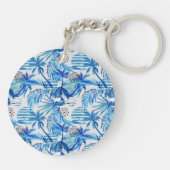 Helderblauw tropisch Waterverf Sleutelhanger (Achterkant)