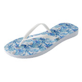 Helderblauw tropisch Waterverf Teenslippers (Schuin)
