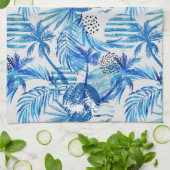 Helderblauw tropisch Waterverf Theedoek (Gevouwen)