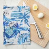 Helderblauw tropisch Waterverf Theedoek (Quarter Fold)