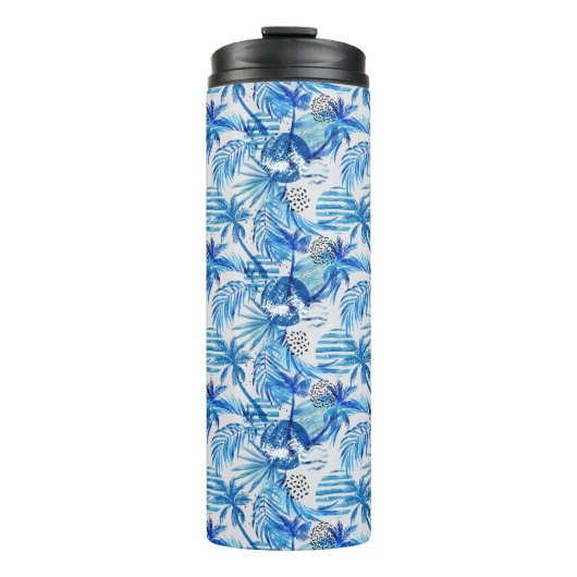 Helderblauw tropisch Waterverf Thermosbeker (Voorkant)