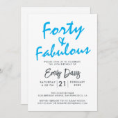 Helderblauw Veertig Feestelijk | 40e Verjaardagsfe Kaart (Voorkant / Achterkant)