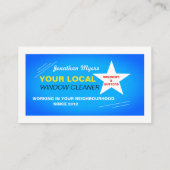Helderblauw venster reinigen, reinigingsservice visitekaartje (Achterkant)