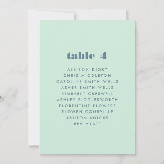 Helderblauw Vetgedrukte Tafel Nummer Zitting Grafi (Voorkant)