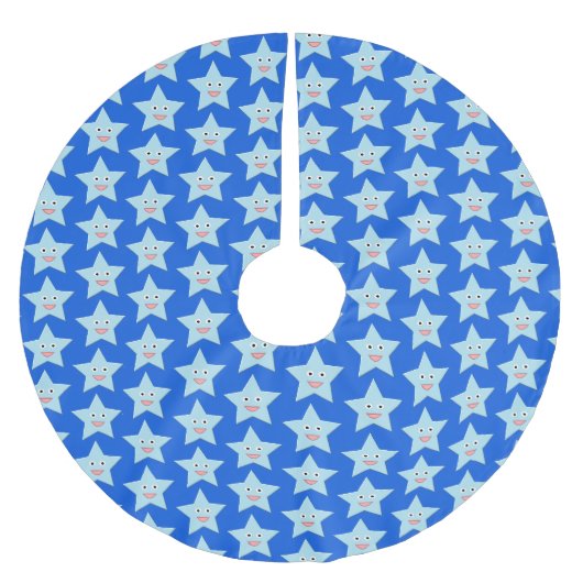 Helderblauw Viering Star Tree Rok Kerstboom Rok (Voorkant)