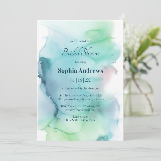 Helderblauw Vrijgezellenfeest Abstracte Waterverf Kaart (Staand voorkant)