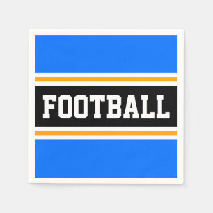 Helderblauw Zwart Wit Geel FOOTBALL Strepen Servet