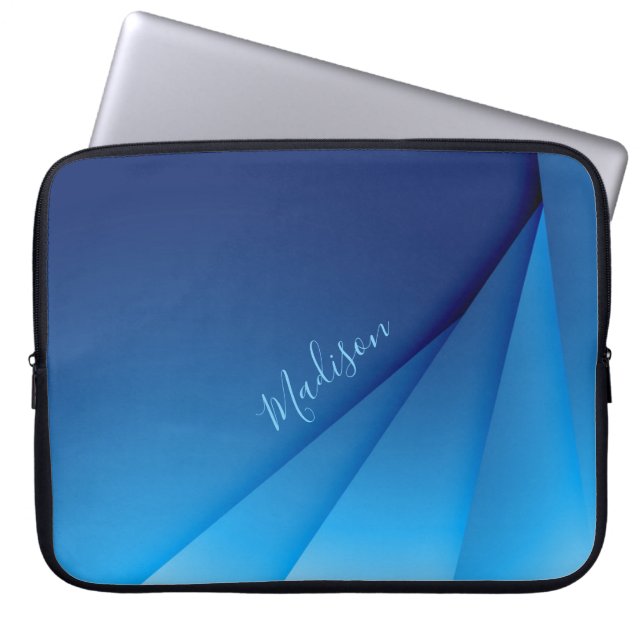 Helderblauwe Abstracte achtergrond en aanpassing Laptop Sleeve (Voorkant)