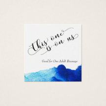 Helderblauwe Abstracte Aquarel Drinktickets