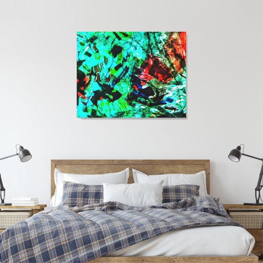 Helderblauwe abstracte canvasprint op spanning,Hel Canvas Afdruk (Insitu (Slaapkamer))