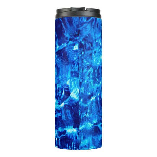 Helderblauwe achtergrond thermosbeker (Achterkant)