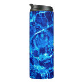 Helderblauwe achtergrond thermosbeker (Geroteerd rechts)