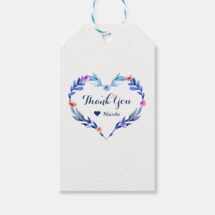 Helderblauwe Aquarel Bloem Bruiloft Favor Cadeaulabel