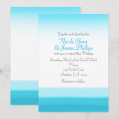 Helderblauwe Aquarel Moderne Trouw Uitnodigingen (Voorkant / Achterkant)