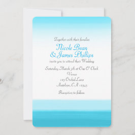 Helderblauwe Aquarel Moderne Trouw Uitnodigingen