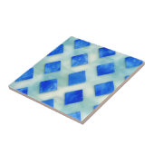 Helderblauwe blauwgroen geometrische kunst tegeltje (Zijkant)