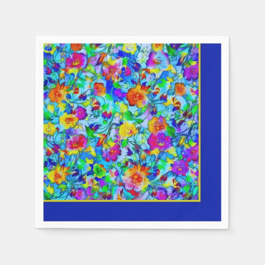 Helderblauwe bloem servet (Voorkant)