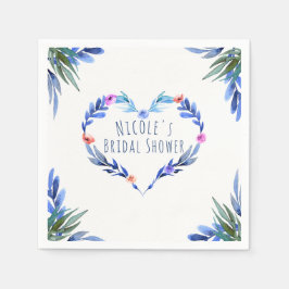 Helderblauwe bloem Waterverf Hart Glam Elegant Servetten
