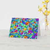 Helderblauwe bloemen kaart (Gele Bloem)