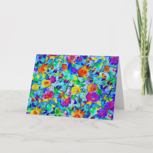 Helderblauwe bloemen kaart (Voorkant)