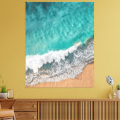 Helderblauwe Calm Ocean Shore Wood Wall Art iPad A Canvas Afdruk (Insitu (Woonkamer))