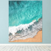 Helderblauwe Calm Ocean Shore Wood Wall Art iPad A Canvas Afdruk (Insitu (Houten vloer))