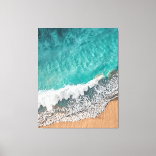 Helderblauwe Calm Ocean Shore Wood Wall Art iPad A Canvas Afdruk (Voorkant)