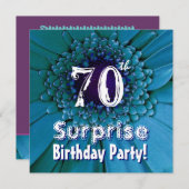 Helderblauwe Daisy 70th Surprise Birthday Sjabloon Kaart (Voorkant / Achterkant)