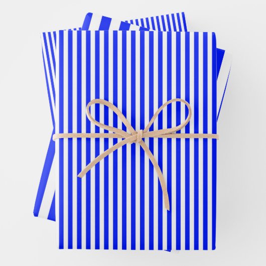 Helderblauwe en witte strepen inpakpapier vel (In situ)